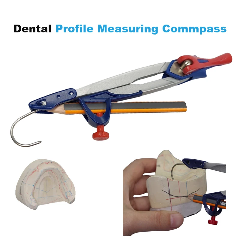 1Box Dental Profile Measuring Compass Denture Model Analysis Tool Denture Round Gauge Alveolar Ridge Arc Top Line Transfer