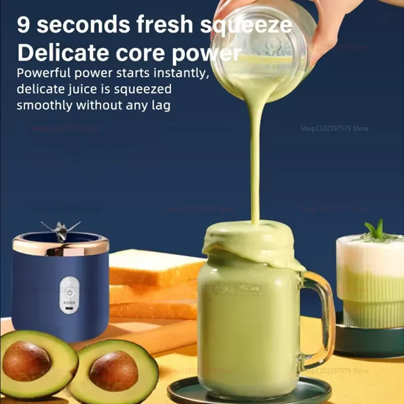 6 Blades 400ml Portable Double Cup Juicer Mixer USB Rechargeable 6 Blade Juice Extractor For Fresh Lemon Orange Smoothie