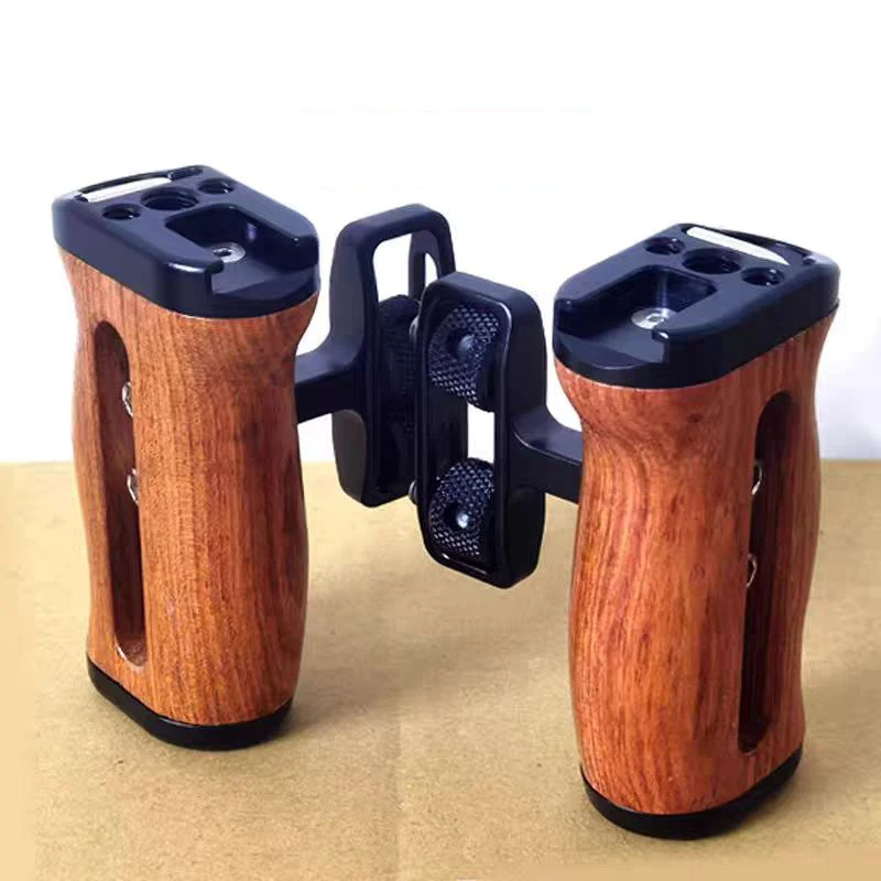 Universal Cage Grip Wooden Left Right Side Handle for Sony Canon Nikon Panasonic Camera Video Support Cold Shoe Handgrip Movable