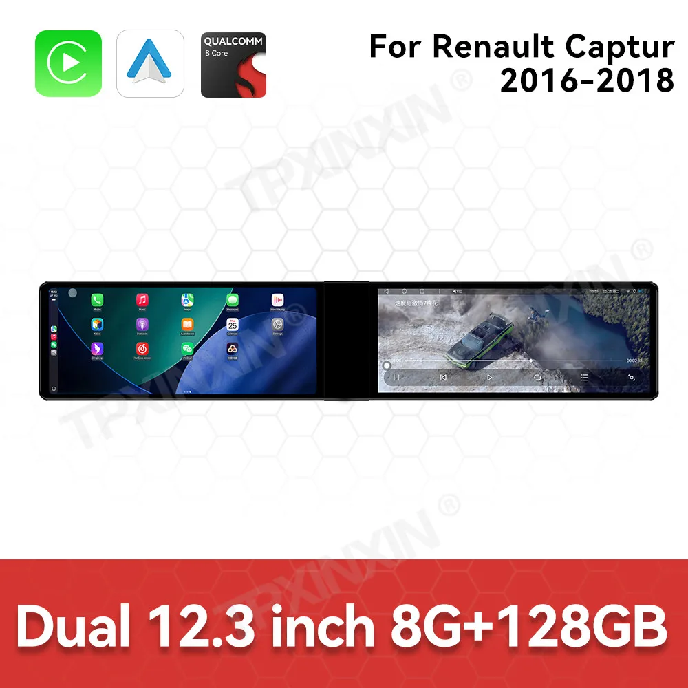 Acessórios para Carro: Rádio para Renault Captur 2016-2018 com Android Auto, GPS, Navegação, Multimídia, Receptor Estéreo, Unidade Principal e Mapas Offline