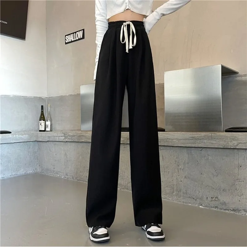 High Waist Wide Leg Pants for Women Spring Autumn Versatile Draped Casual Loose Straight Floor Length Trousers Commute Lady Fash