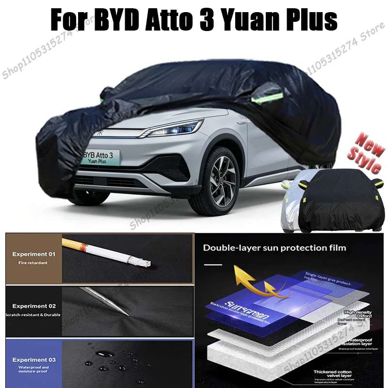 For BYD Atto 3 Yuan Plus 2023 2024 2025 LHD RHD Full Car Covers Outdoor Sun Anti UV Rain Snow Dust Protection Oxford Cloth