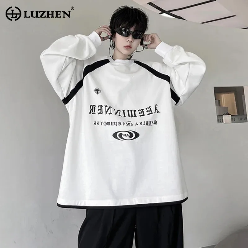 

LUZHEN 2024 New Long Sleeve Sweatshirt Trendy Men Letter Printing Sportswear Fashion High Street Casual T Shirts Clothes LZ3788