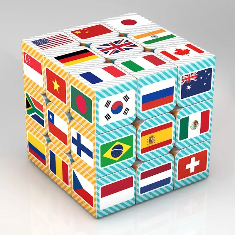 3x3x3 Magic Puzzle Cube Printing National Flag Pattern Packing Cubo Children's Gifts Educational Fidget Speed Cube Toys For Kids