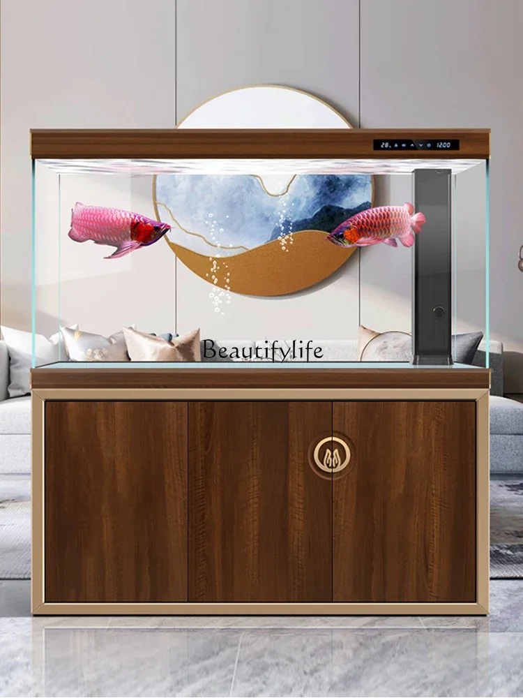 

yj9 Fish Tank Living Room Large 2024 New Light Luxury Smart Aquarium Super White Bottom Filter Hallway Screen