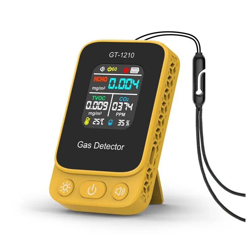 A37T-5-In-1 Portable Air Quality Monitor Handheld Formaldehyde & Carbon Dioxide Detector With Indoor Temperature & Humidity