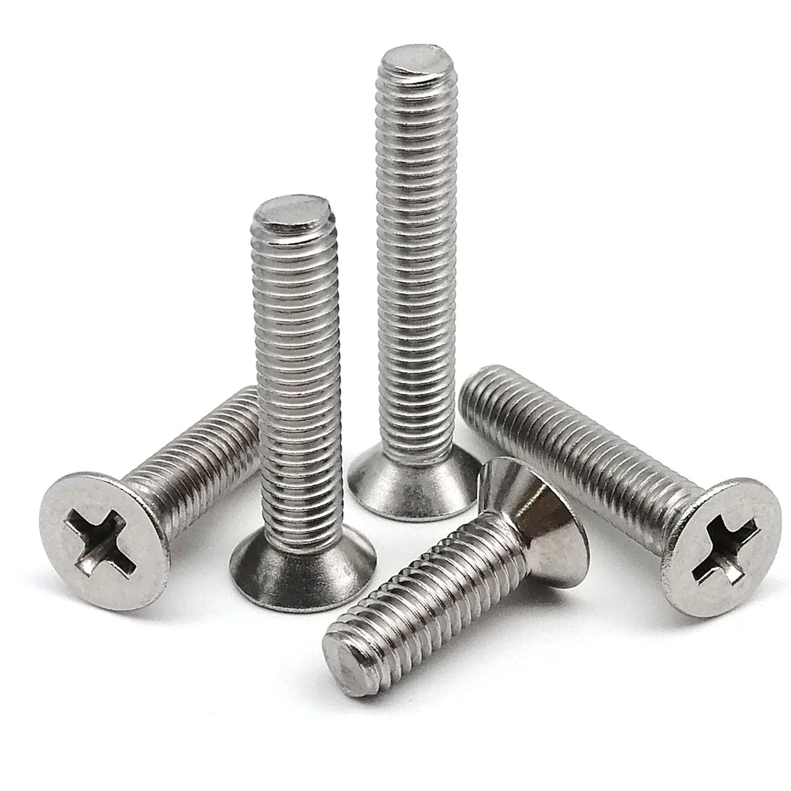 10/50pcs M3 M4 M5 M6 Cross Recessed Phillips Flat Countersunk Head Screw Bolt 304 A2-70 Stainless Steel GB819