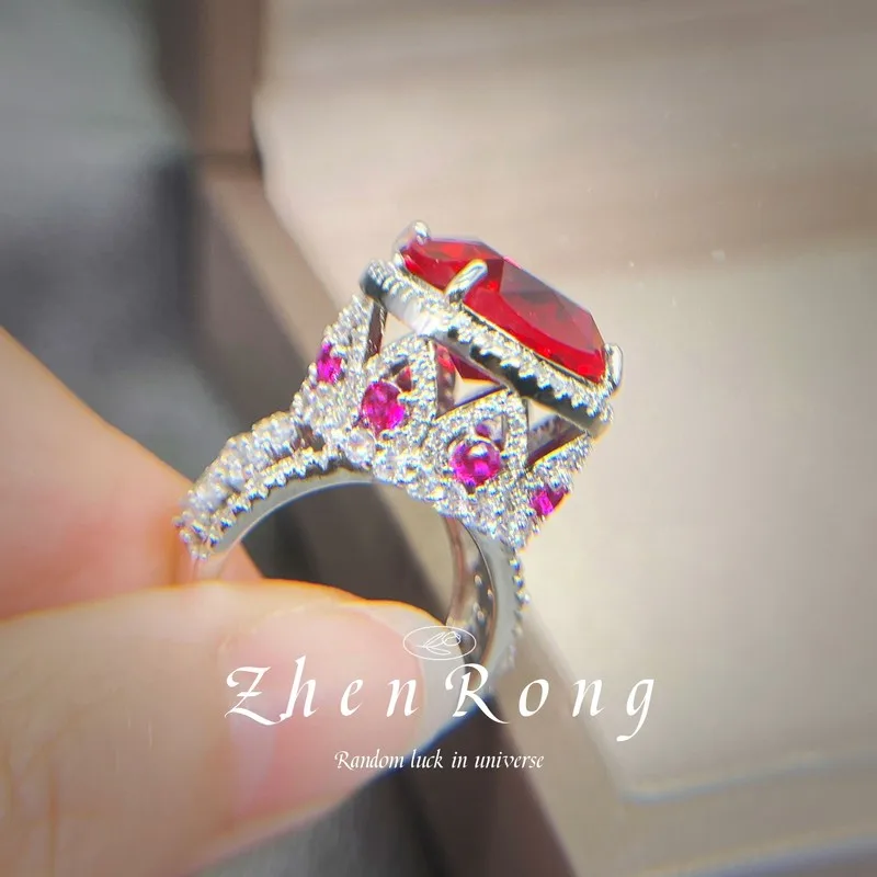 Best-selling ladies' silver-gold plated ring, ruby, emerald, fanta color gemstone jewelry, wedding and engagement ring, agency p