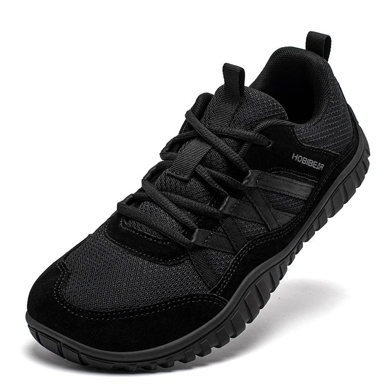 HOBIBEAR Wide Toe Walking Shoes Men Women Non Slip Outdoor Sneakers Lace Up Mesh Breathable Running Shoes