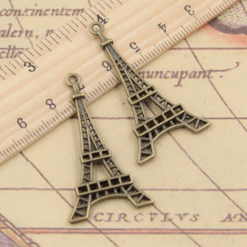 10pcs Charms Eiffel Tower Paris 44x24mm Tibetan Bronze Silver Color Pendants Antique Jewelry Making DIY Handmade Craft