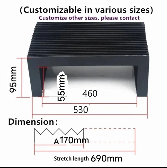 Customized max 690mm Dust Cover Dust Cloth Dust-Proof For Cnc Engraving Machine Guide Rail Dustproof  Various Sizes