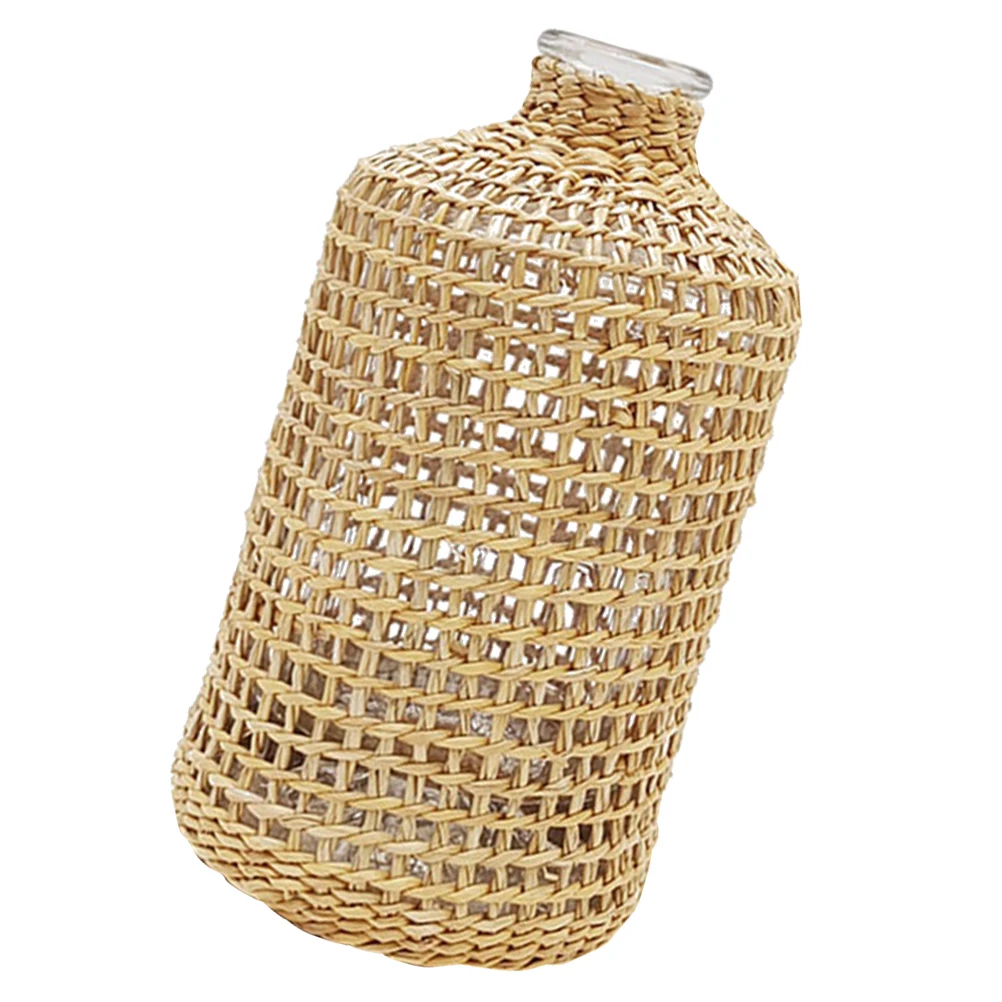Straw Woven Compact Size Dry Flower Decorative Vases for Glass Vases For Centerpieces Flowers Rustic Vase Milk Glass Vase Holder