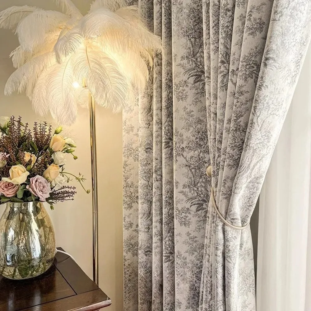 Custom Size French Style Retro Advanced Feeling High Precision Chenille Thickening Curtains for Living Dining Room Bedroom Decor