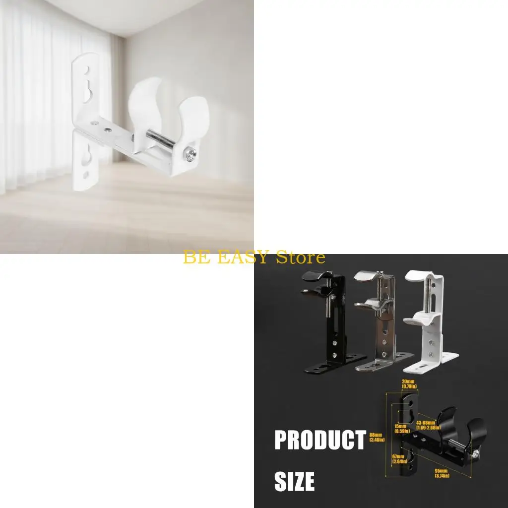 E28F Set of 2 Universal Curtain Rod Bracket Stainless Steel Mounting Hardware Mounting Bracket Perfect for Roman Shade