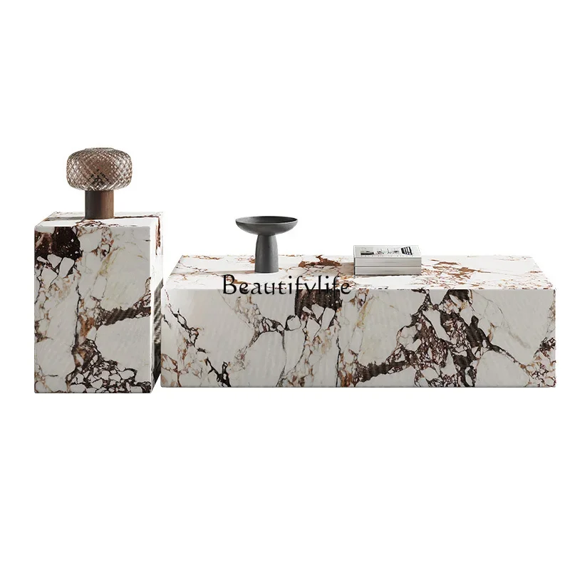 

FG26-*French marble rock slab coffee table retro medieval living room Italian light luxury modern