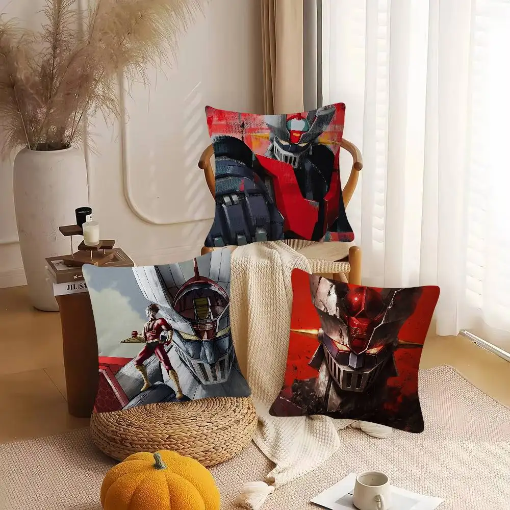 Anime Mazinger Z Cartoon Series Square Pillowcase Soft Waist Sofa Cushion Cover Bedroom Room Pillowcase
