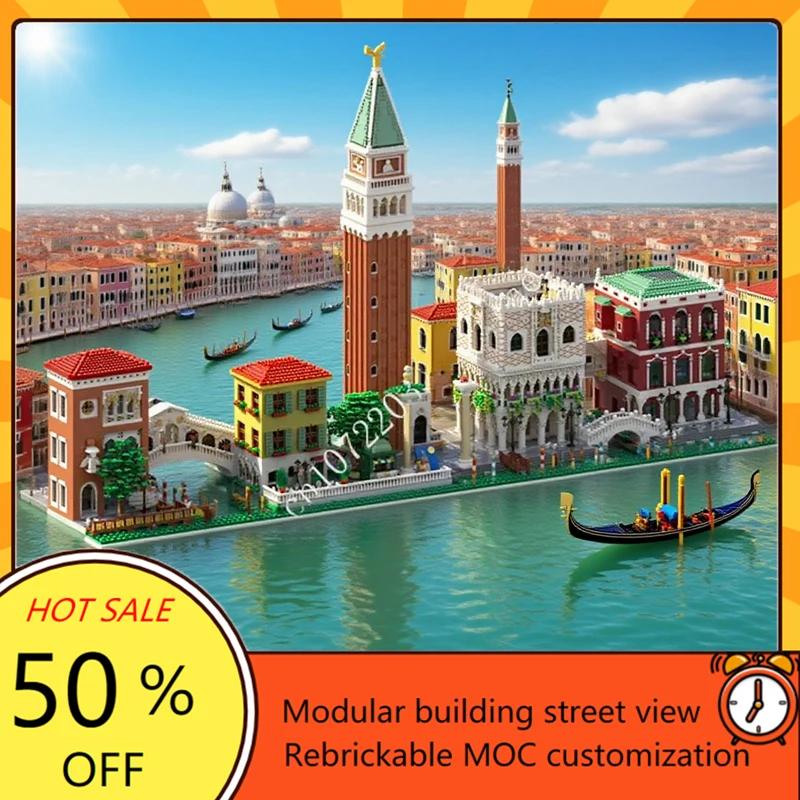 

25989PCS Venice Finale MOC Puzzle Creative StreetView Architecture Technical Model Birthdayal Assembly Toy For Christmas Gift