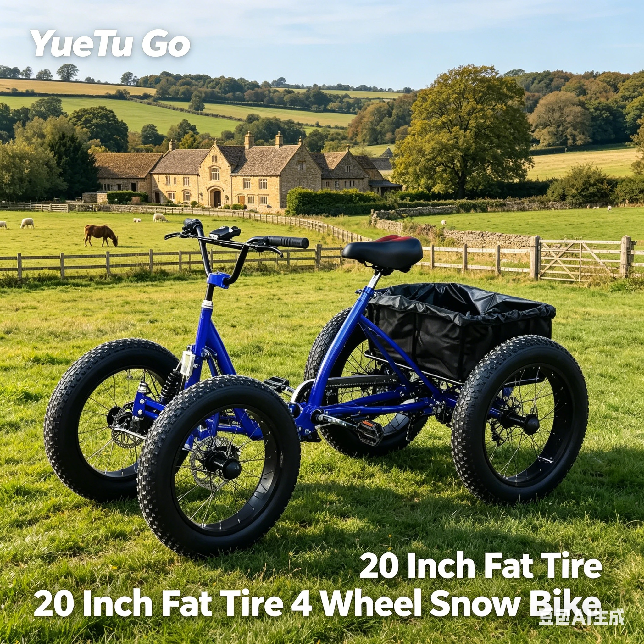 

Четырехколесный грузовой велосипед с 20-дюймовыми широкими шинами, педальный, для городских поездок, с корзиной для хранения, Bicicleta