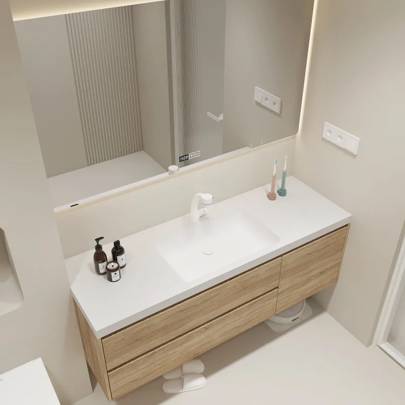 

Slate seamless ceramic basin integrated bathroom cabinet combination sweeping robot toilet washbasin wholesale