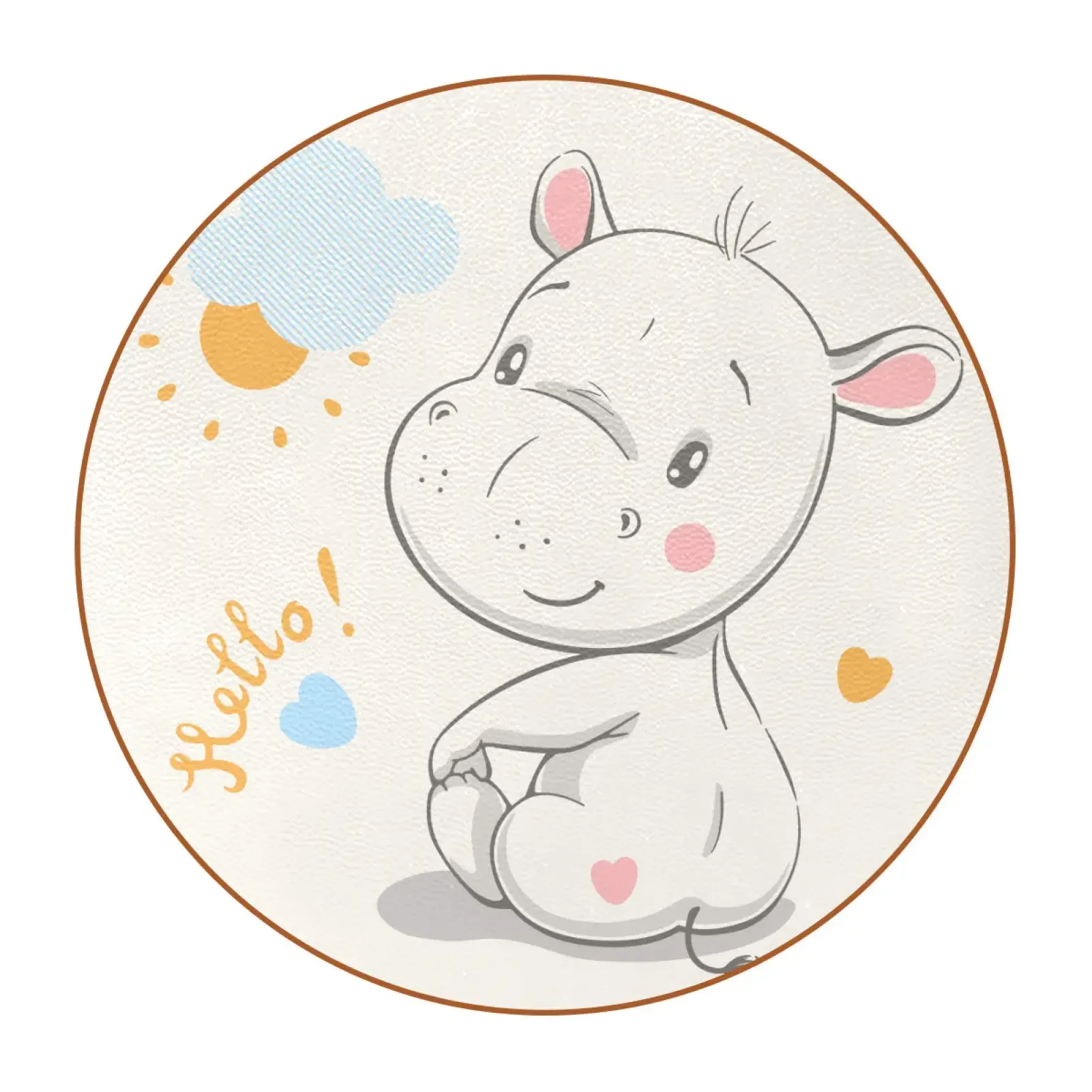 

Cute Hippo Print Ceramic Stone Coasters Set Waterproof Anti-Scald Drink Coasters Mugs Mat for Living Room Coffee Table Decor