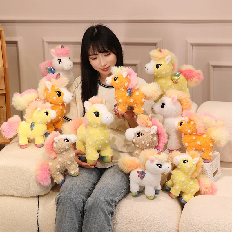 

25/30cm Kawaii Rainbow Fly Horse Plush Toys Soft Stuffed Huggable Dolls Animal Acompany Toys Children Girl Birthday Gifts