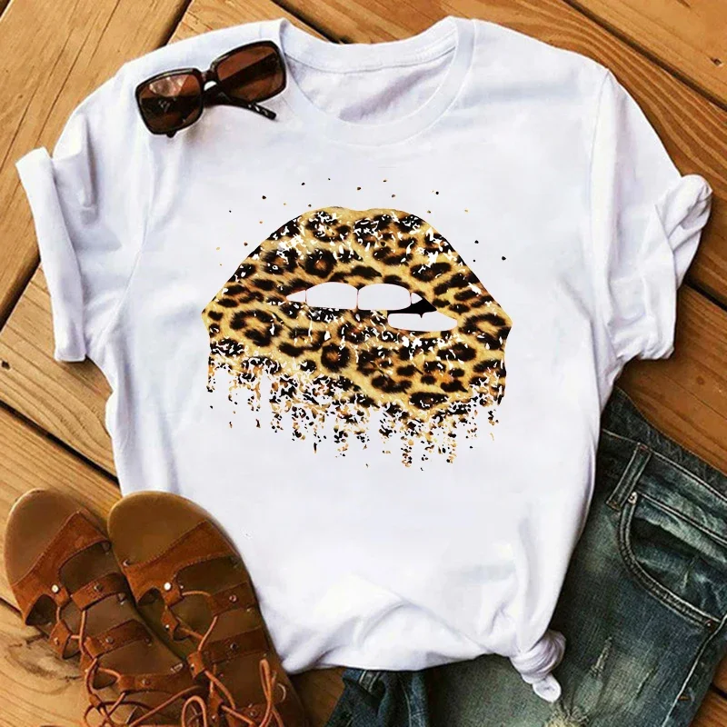 Leopard Print T Shirts Women Summer Short Sleeves T-shirt for Lady Shirt Harajuku O-neck Top Tees Female