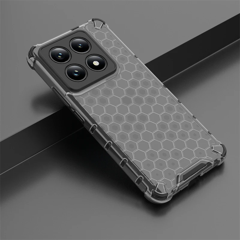 Wstrząsoodporne etui dla Xiaomi 14T Pro Honeycomb Armor Transparent Case dla Xiaomi 14T Pro Case Back Cover + dla Xiaomi 14T 14 T Pro