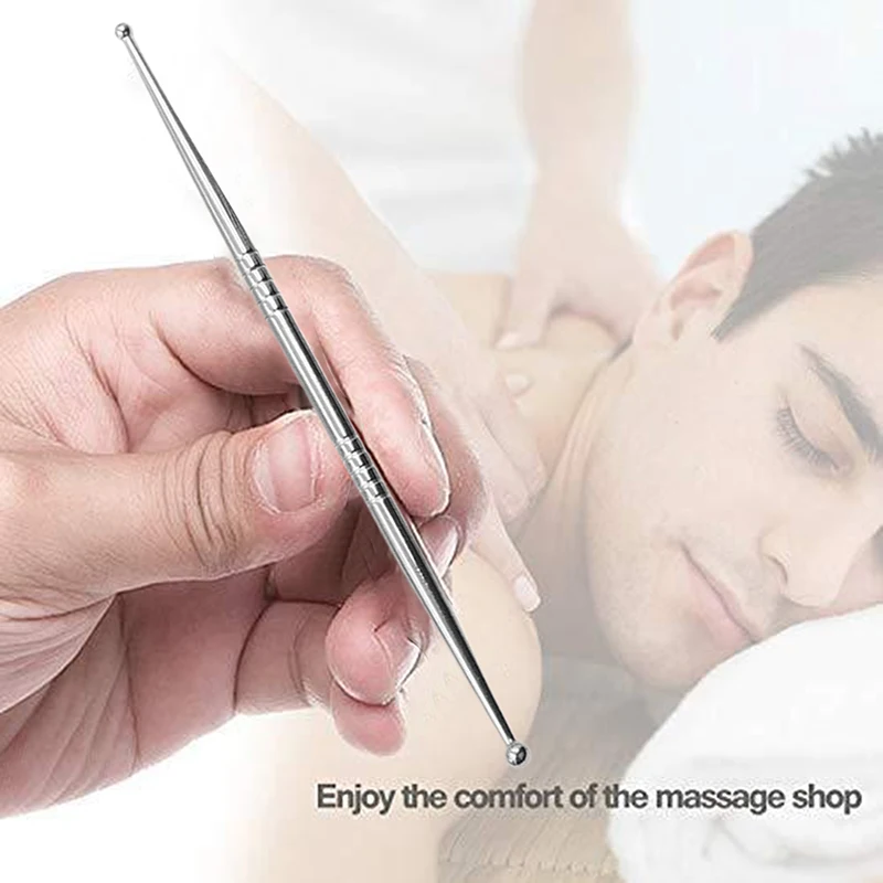 Caneta de acupuntura em aço inoxidável Caneta de acupuntura manual Massageador Trigger Point Massagem profunda de tecidos para corpo e rosto, S, M, L