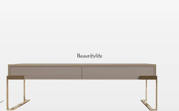 

*Italian light luxury long coffee table living room minimalist metal coffee table baking paint