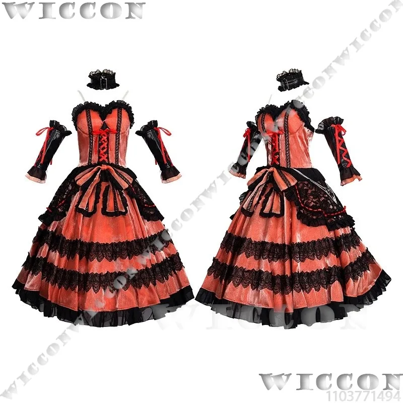

asdh8@Tokisaki Kurumi Anime Nightmare Cosplay Costume Wig Vintage Lolita Black Red Dress Girl Women Outfit Party Stage Show Cust