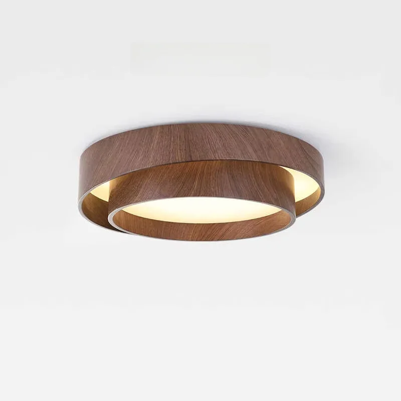 Nordic Walnut Wood LED Ceiling Chandelier for Living Dining Room Balcony Bedroom Lamp Home Decor Indoor Lighting Fixture