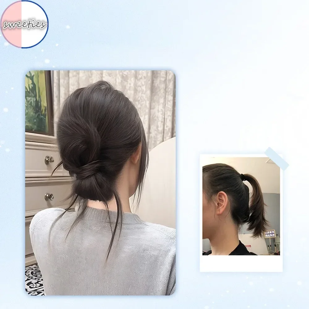 Synthetischer Perückenclip mit Schleife, Duttkopf, einteilig, niedrige Krawatte, Drachenbart, Klammerkopf, natürliche, flauschige Locken, Entenschnabel-Clip, Perückentasche