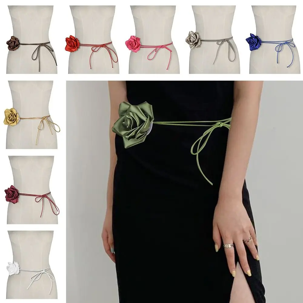 

Модные ретро художественные ремни с цветком розы, декоративные тканые пояса «сделай сам», плетеный галстук на талии для женщин, леди и девочек