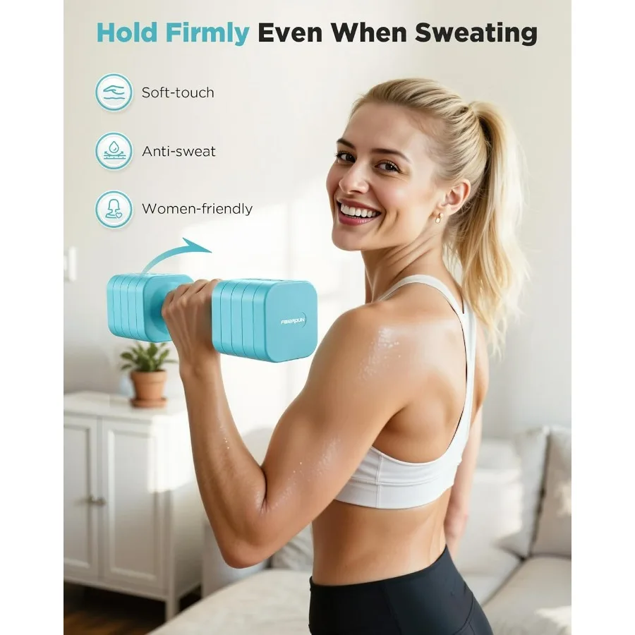 مجموعة دمبل 5 في 1 قابلة للتعديل مكونة من 2، 10 رطل لكل وزن يد للنساء، مجموعة دمبل مزدوجة ثابتة قابلة للتعديل للنساء في صالة الألعاب الرياضية المنزلية #6