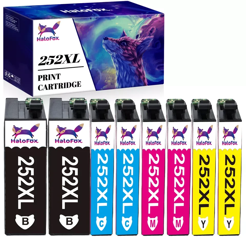 8 PK T252XL 252XL Ink Cartridges for Epson 252 XL BCMY Workforce WF-7710 WF-7110