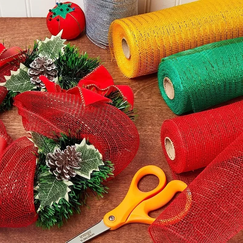 Christmas Decor Mesh Ribbon Bow Wreath Garland Christmas Tree Decorations Ribbon Home Decor Navidad Noel NewYear Gifts Packaging