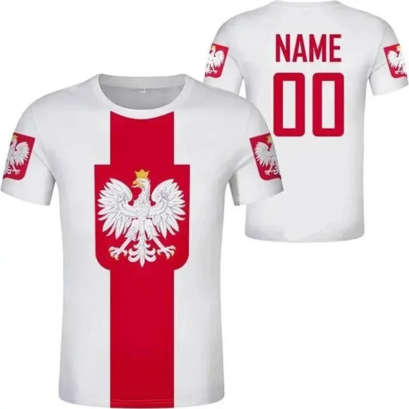 New Polish Polska White Eagle Emblem T-Shirt Custom Shirt Football Jersey 3D Poland Nation Flag Graphic T Shirt for Men Clothing