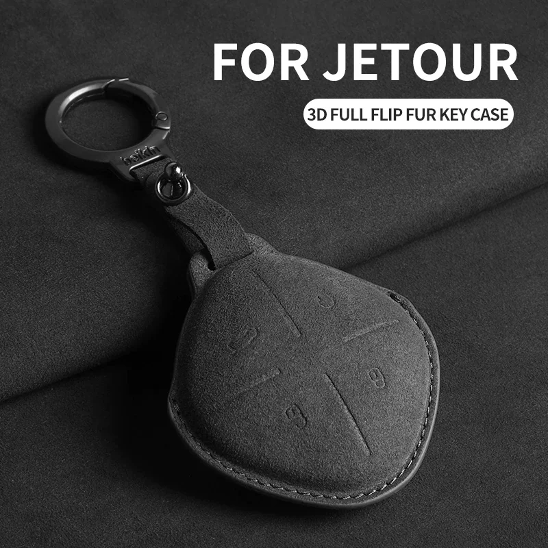 

Suede Car Key Case Cover Shell For Chery Jetour DASHING X-1 Plus DTC 2022 2023 Keyless Protector Fob Holder Keychain Accessories