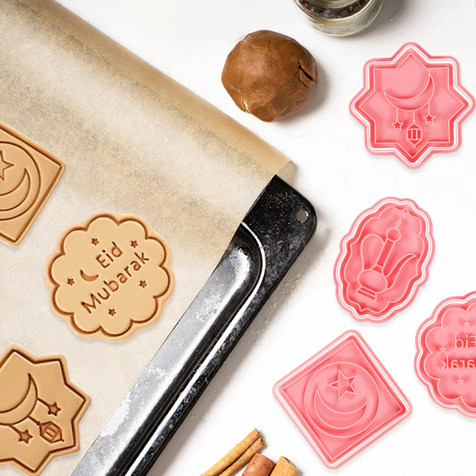 16 pezzi Eid Mubarak stampi per fondente varietà di disegni sicuri per il contatto alimentare taglierina per biscotti strumento Eid formine e timbri per biscotti