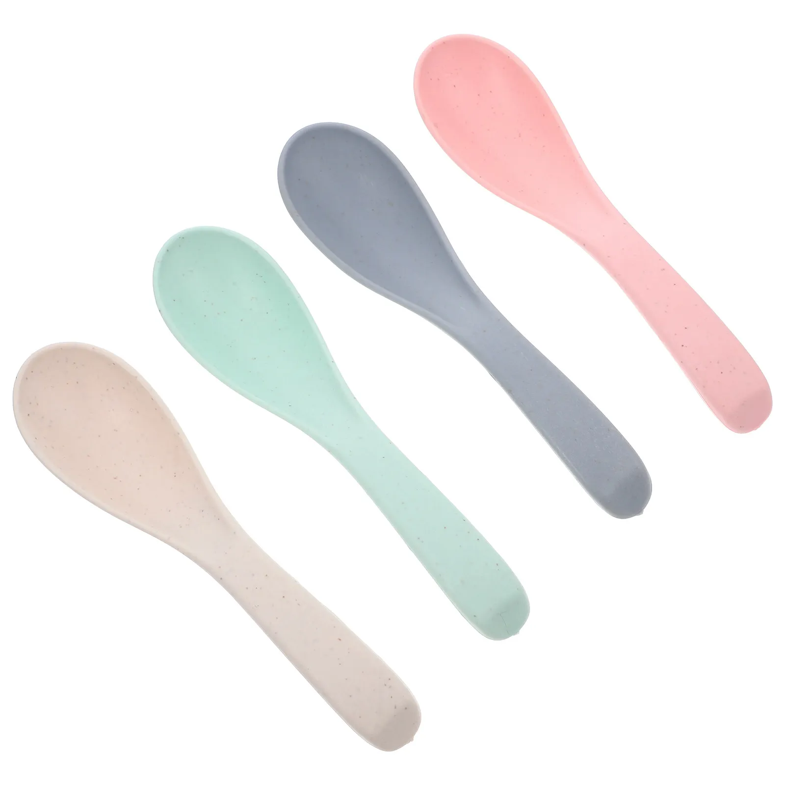 

4Pcs Children's Eating Spoons Lightweight Wheat Straw Baby Feeding Utensils Microwave Dishwasher Safe Unbreakable Toddler Soup