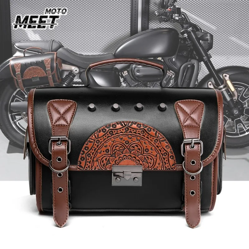 

Ретро мотоциклетная седельная сумка, седельные сумки из искусственной кожи, боковая сумка для снаряжения с чашкой, WP, сумка для хранения инструментов для Harley Moto