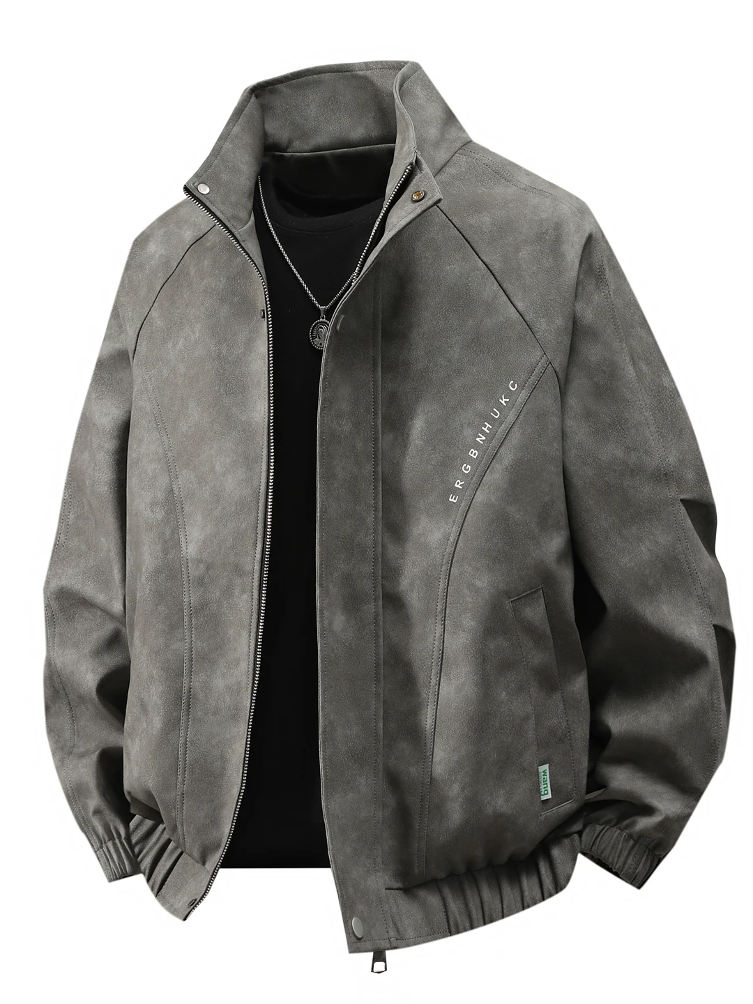 

American Retro Sle Men's Jaet Youth Faionable Zipper Closure Leather Coat Korean Version Stand Collar Workwear Jaet