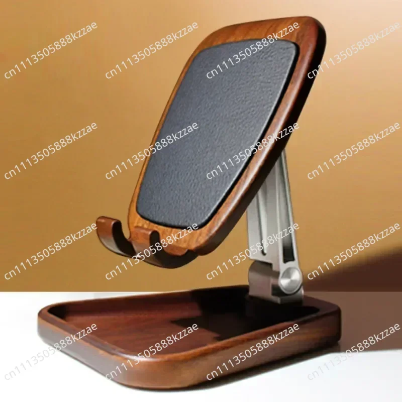 Black Walnut Wood Foldable Lazy Person Mobile Phone Stand Desktop Live Broadcast Suitable for Apple Huawei Racks Home Storage