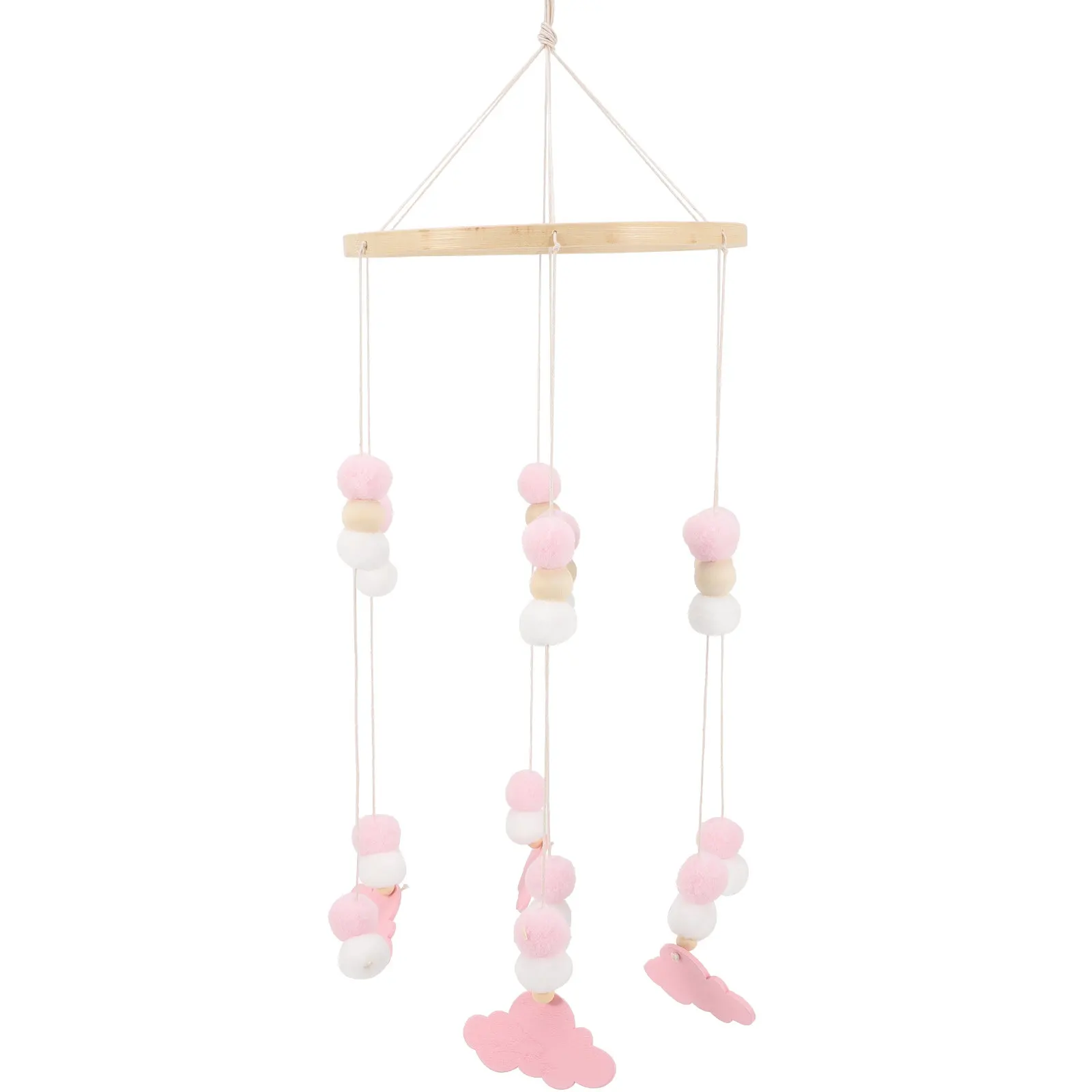 Mobile per Culla con Carillon, Pendenti in Legno e Feltro a Forma di Stella ed Elefante, Decorazione Sospesa per Cameretta, Campanella per Lettino, Blu e Argento