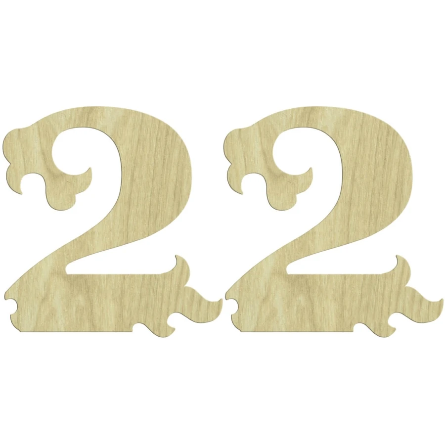 KD209 2 Numeral 2li Set Wooden Package Ornament, Unpainted Wooden Ornament