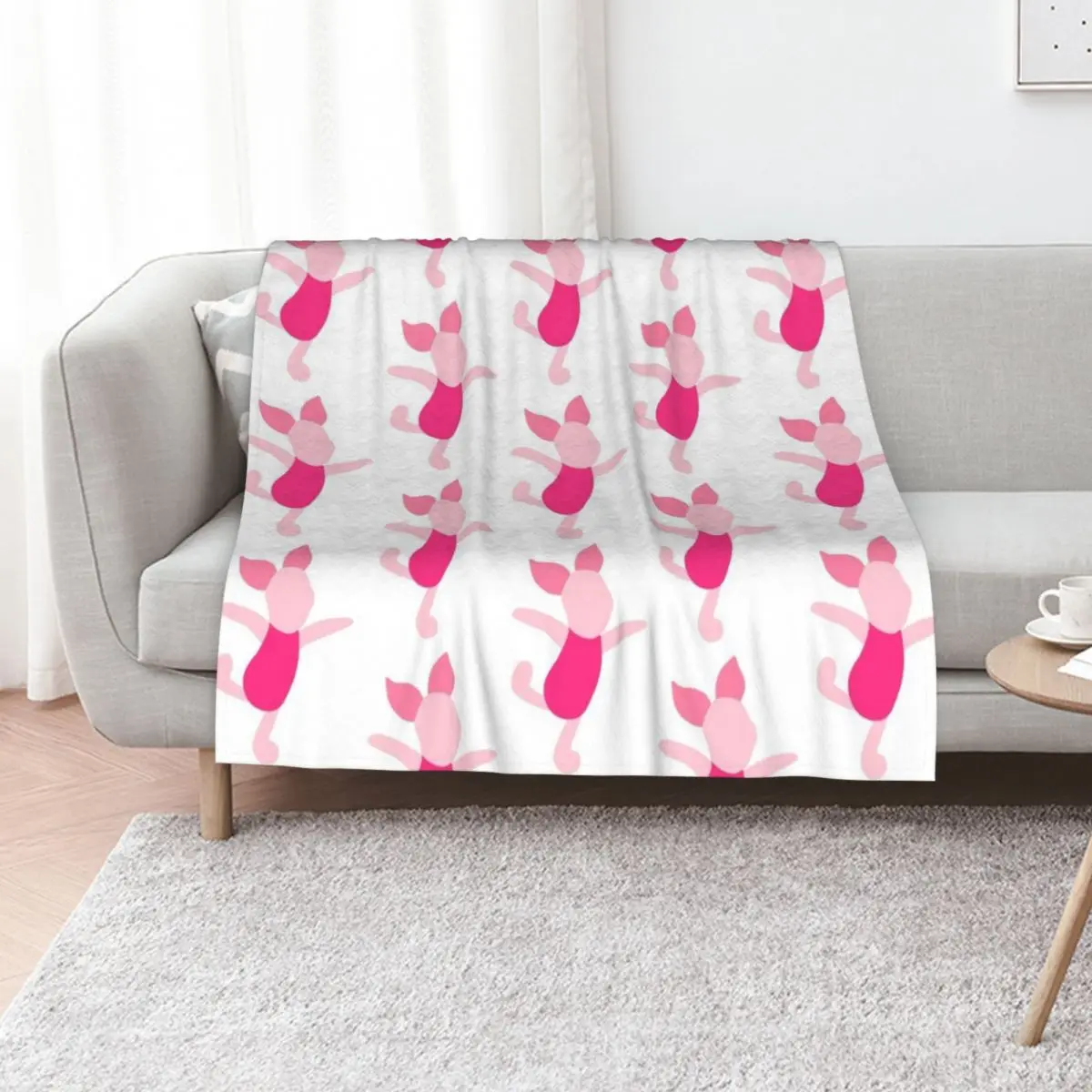 Happy pig Throw Blanket Plaid Fashion Sofas Soft Plush Plaid Soft Flannel Fabric Large Blankets