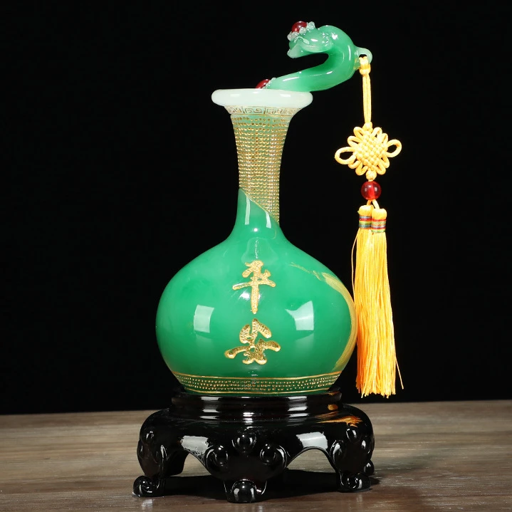 Chinese Style Lucky Safety Ping An Ruyi Vase Resin Crafts Home Wine Cabinet Decoration Company Opening Gifts and Decorations