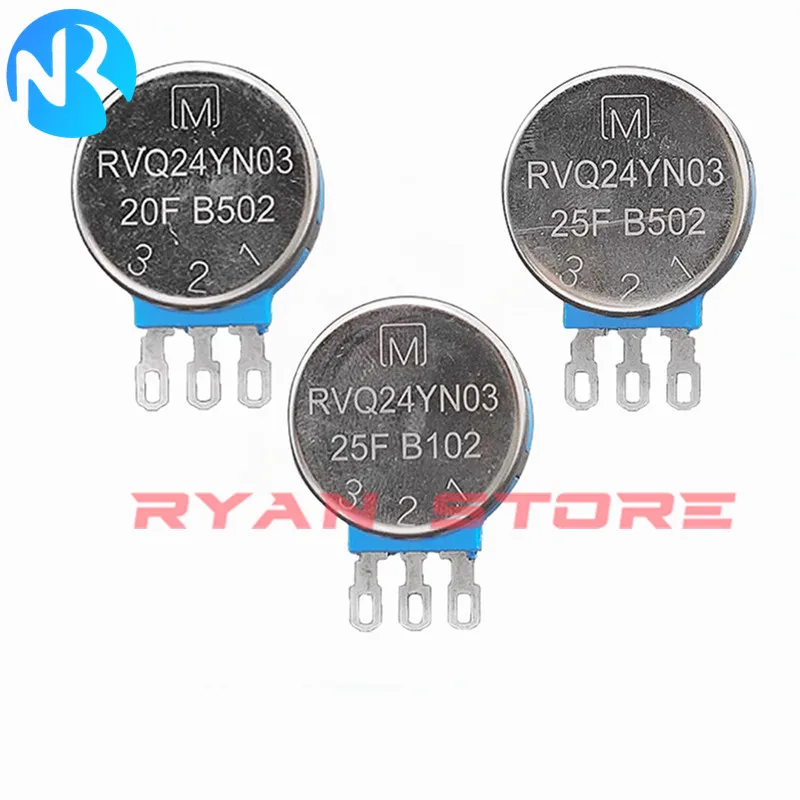 1PCS RVQ24YN03 20F B102 B202 B502 B103 B303 Half Shaft Game Machine Rotary Carbon Film Potentiometer RVQ24YN25F 1K 2K 5K 10K 30K