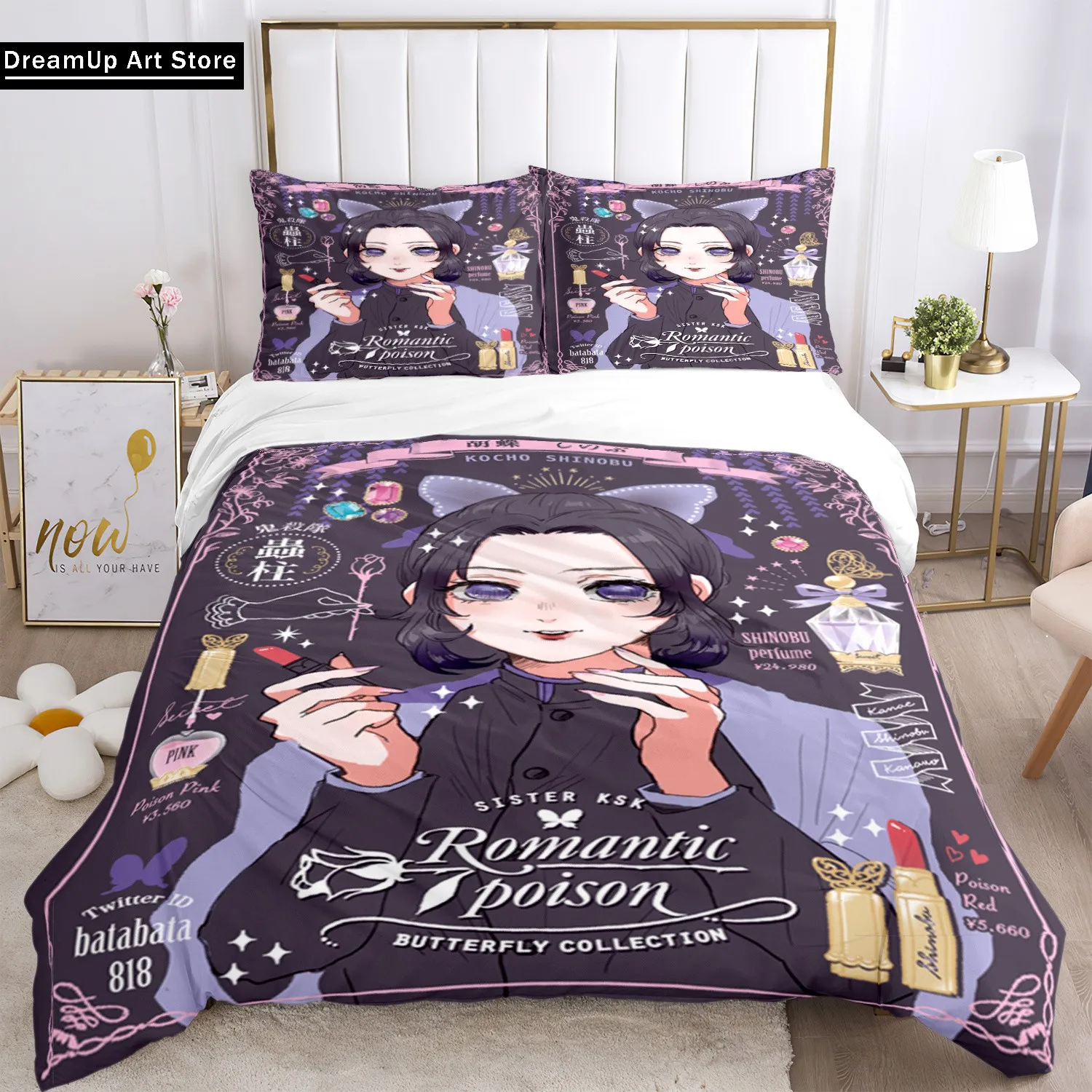 Anime Demon Slayer Print Bedding Set 23pieces Nezuko Bed Linen Queen Double Single King Size Duvet