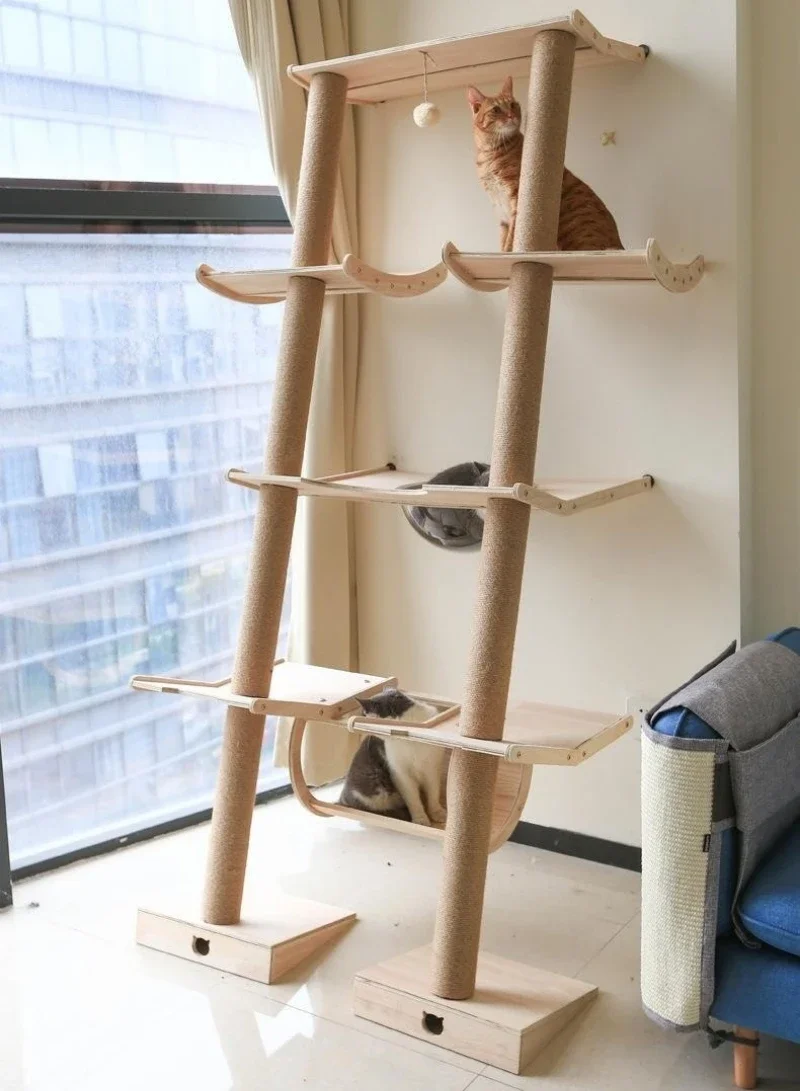 Multi-level Cat Tree House Wooden Cat Tower Condo Cat Beds Pet Supplies